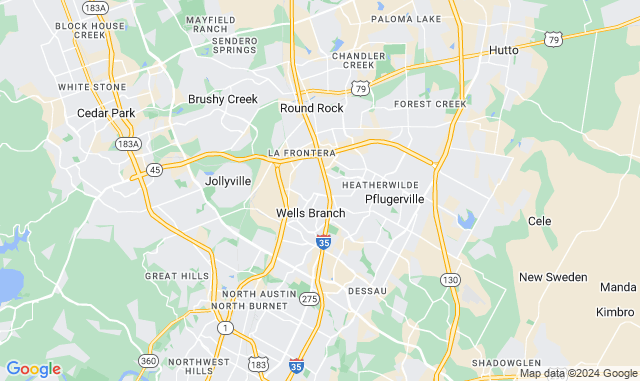 Map of Service Partners Branch at 15855 Long Vista Drive, Suite 101, Austin, TX 78728